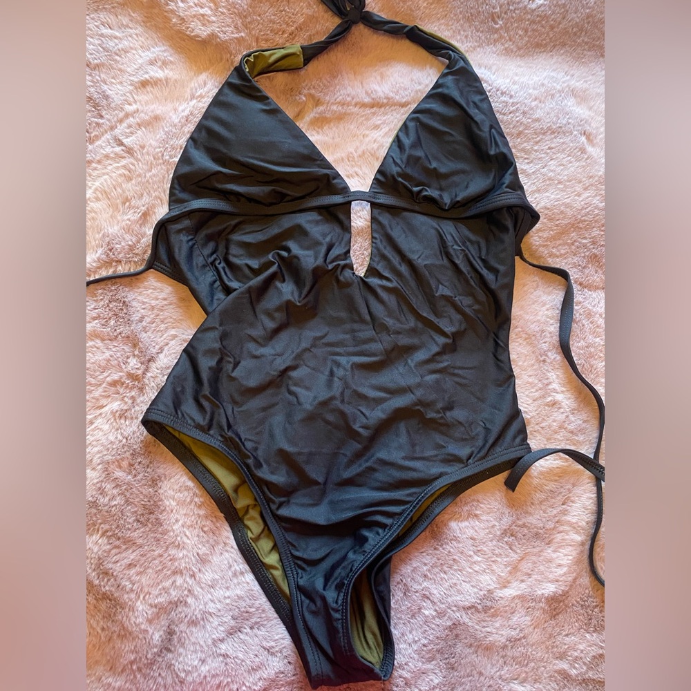 Splendid Black Halter One-Piece Swimsuit, size small